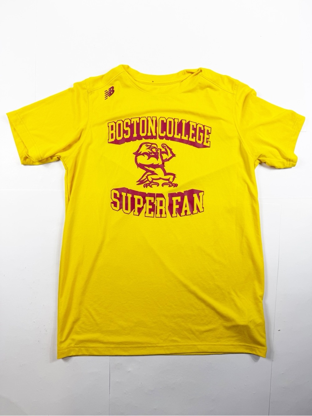 New Balance Boston College Super Fan Tee - Yellow With Maroon Logo Large